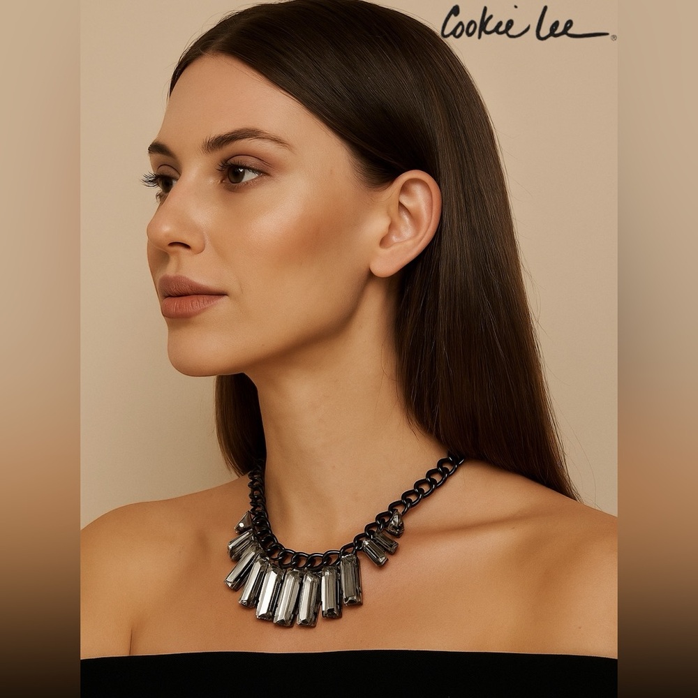 Cookie Lee Genuine Crystal Women’s Statement Necklace